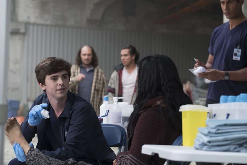 THE GOOD DOCTOR - "Hello" - Shaun’s (Freddie Highmore) proposed treatment for a homeless patient puts him and Jared (Chuku Modu) in Andrews’ (Hill Harper) crosshairs. Meanwhile, Claire (Antonia Thomas) tries to overcome Melendez’s (Nicholas Gonzalez) reluctance to do a risky heart operation while Glassman (Richard Schiff) must overcome his personal feelings about his oncologist, Dr. Marina Blaize (guest star Lisa Edelstein), and face a difficult decision about his health, on the season premiere of "The Good Doctor," MONDAY, SEPT. 24 (10:00-11:00 p.m. EDT), on The ABC Television Network. (ABC/Jeff Weddell) FREDDIE HIGHMORE