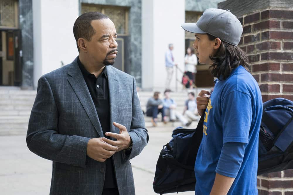 LAW & ORDER: SPECIAL VICTIMS UNIT -- "Man Up" Episode 2001 -- Pictured: (l-r) Ice T as Odafin "Fin" Tutuola, Richard Meehan as Brian Conway -- (Photo by: Barbara Nitke/NBC)