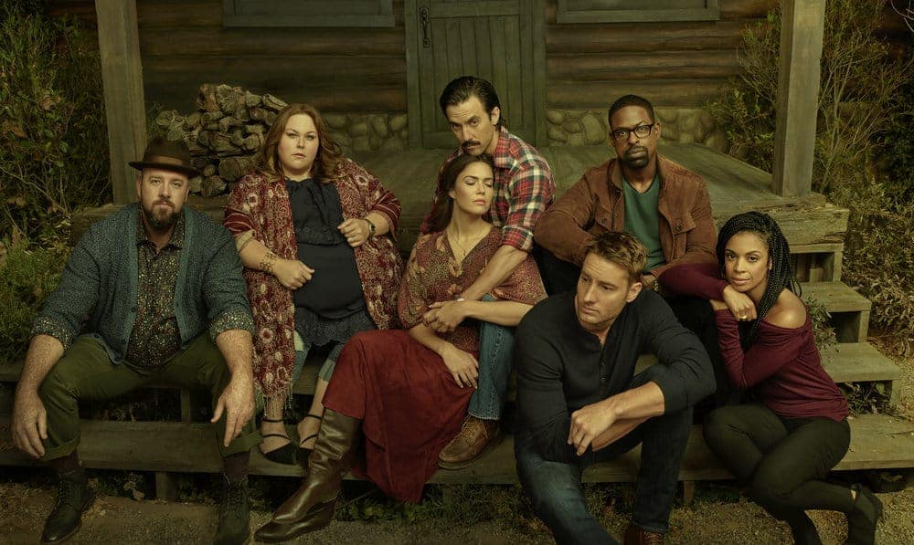 THIS IS US -- Season: 3 -- Pictured: (l-r) Chris Sullivan as Toby, Chrissy Metz as Kate Pearson, Mandy Moore as Rebecca Pearson, Milo Ventimiglia as Jack Pearson, Justin Hartley as Kevin Pearson, Sterling K. Brown as Randall Pearson, Susan Kelechi Watson as Beth Pearson -- (Photo by: NBC) THIS IS US -- Season: 3 -- Pictured: (l-r) Chris Sullivan as Toby, Chrissy Metz as Kate Pearson, Mandy Moore as Rebecca Pearson, Milo Ventimiglia as Jack Pearson, Justin Hartley as Kevin Pearson, Sterling K. Brown as Randall Pearson, Susan Kelechi Watson as Beth Pearson -- (Photo by: NBC)