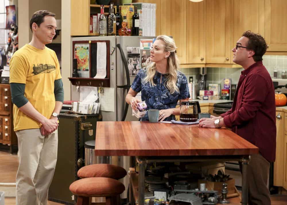 "The Wedding Gift Wormhole" -- Pictured: Sheldon Cooper (Jim Parsons), Penny (Kaley Cuoco) and Leonard Hofstadter (Johnny Galecki). Sheldon and Amy drive themselves crazy trying to figure out what "perfect gift" Leonard and Penny gave them for their wedding. Also, Koothrappali decides he wants to settle down and asks his father to arrange a marriage for him, on THE BIG BANG THEORY, when it moves to its regular time slot, Thursday, Sept. 27 (8:00-8:31 PM, ET/PT) on the CBS Television Network. Photo: Michael Yarish/CBS é2018 CBS Broadcasting, Inc. All Rights Reserved. "The Wedding Gift Wormhole" -- Pictured: Sheldon Cooper (Jim Parsons), Penny (Kaley Cuoco) and Leonard Hofstadter (Johnny Galecki). Sheldon and Amy drive themselves crazy trying to figure out what "perfect gift" Leonard and Penny gave them for their wedding. Also, Koothrappali decides he wants to settle down and asks his father to arrange a marriage for him, on THE BIG BANG THEORY, when it moves to its regular time slot, Thursday, Sept. 27 (8:00-8:31 PM, ET/PT) on the CBS Television Network. Photo: Michael Yarish/CBS é2018 CBS Broadcasting, Inc. All Rights Reserved.