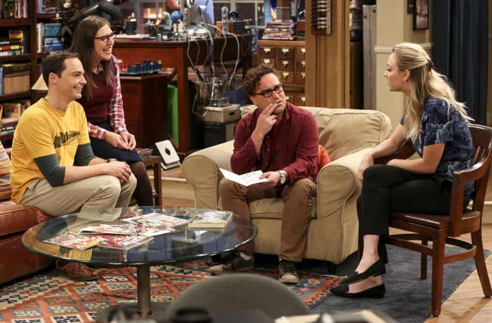 "The Wedding Gift Wormhole" -- Pictured: Sheldon Cooper (Jim Parsons), Amy Farrah Fowler (Mayim Bialik), Leonard Hofstadter (Johnny Galecki) and Penny (Kaley Cuoco). Sheldon and Amy drive themselves crazy trying to figure out what "perfect gift" Leonard and Penny gave them for their wedding. Also, Koothrappali decides he wants to settle down and asks his father to arrange a marriage for him, on THE BIG BANG THEORY, when it moves to its regular time slot, Thursday, Sept. 27 (8:00-8:31 PM, ET/PT) on the CBS Television Network. Photo: Michael Yarish/CBS é2018 CBS Broadcasting, Inc. All Rights Reserved. "The Wedding Gift Wormhole" -- Pictured: Sheldon Cooper (Jim Parsons), Amy Farrah Fowler (Mayim Bialik), Leonard Hofstadter (Johnny Galecki) and Penny (Kaley Cuoco). Sheldon and Amy drive themselves crazy trying to figure out what "perfect gift" Leonard and Penny gave them for their wedding. Also, Koothrappali decides he wants to settle down and asks his father to arrange a marriage for him, on THE BIG BANG THEORY, when it moves to its regular time slot, Thursday, Sept. 27 (8:00-8:31 PM, ET/PT) on the CBS Television Network. Photo: Michael Yarish/CBS é2018 CBS Broadcasting, Inc. All Rights Reserved.