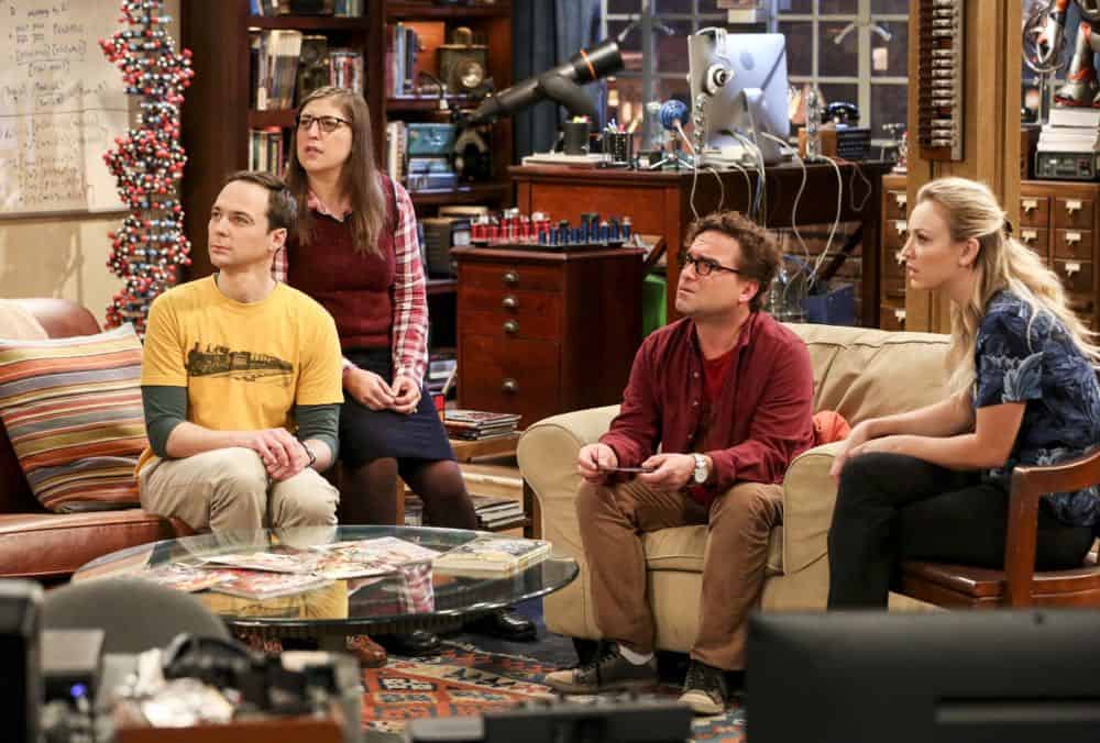 "The Wedding Gift Wormhole" -- Pictured: Sheldon Cooper (Jim Parsons), Amy Farrah Fowler (Mayim Bialik), Leonard Hofstadter (Johnny Galecki) and Penny (Kaley Cuoco). Sheldon and Amy drive themselves crazy trying to figure out what "perfect gift" Leonard and Penny gave them for their wedding. Also, Koothrappali decides he wants to settle down and asks his father to arrange a marriage for him, on THE BIG BANG THEORY, when it moves to its regular time slot, Thursday, Sept. 27 (8:00-8:31 PM, ET/PT) on the CBS Television Network. Photo: Michael Yarish/CBS é2018 CBS Broadcasting, Inc. All Rights Reserved. "The Wedding Gift Wormhole" -- Pictured: Sheldon Cooper (Jim Parsons), Amy Farrah Fowler (Mayim Bialik), Leonard Hofstadter (Johnny Galecki) and Penny (Kaley Cuoco). Sheldon and Amy drive themselves crazy trying to figure out what "perfect gift" Leonard and Penny gave them for their wedding. Also, Koothrappali decides he wants to settle down and asks his father to arrange a marriage for him, on THE BIG BANG THEORY, when it moves to its regular time slot, Thursday, Sept. 27 (8:00-8:31 PM, ET/PT) on the CBS Television Network. Photo: Michael Yarish/CBS é2018 CBS Broadcasting, Inc. All Rights Reserved.