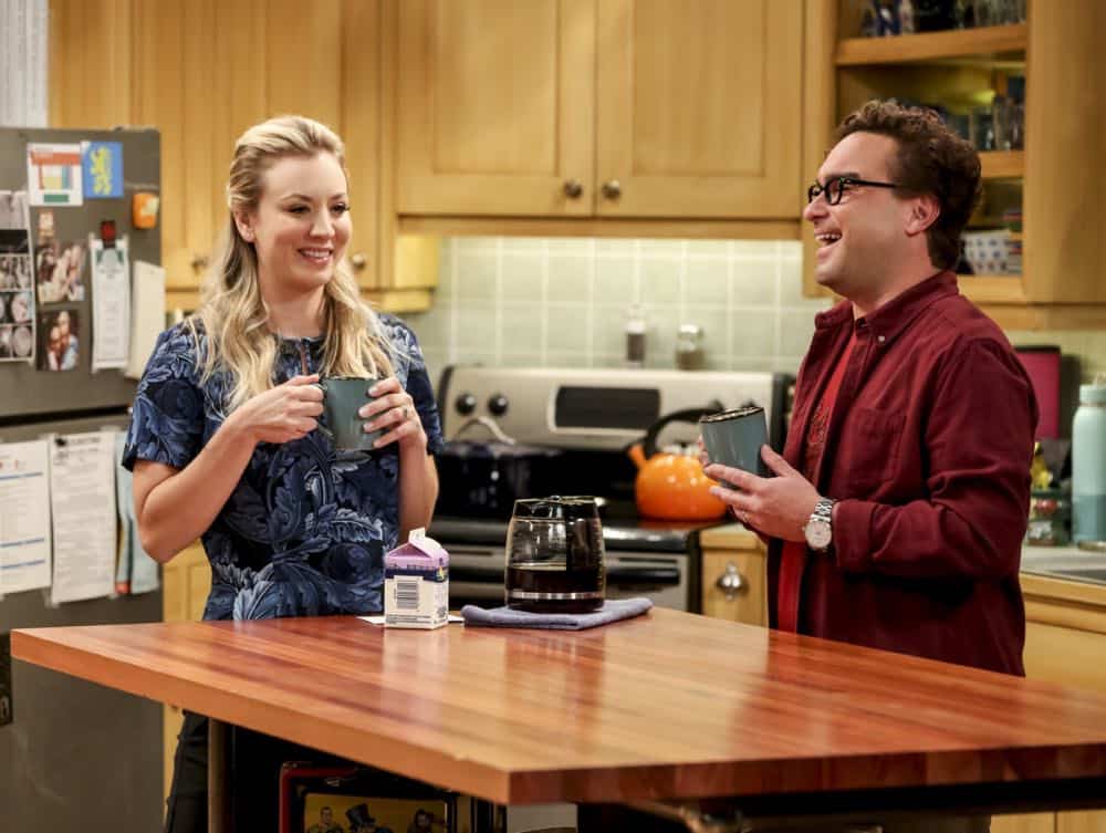 "The Wedding Gift Wormhole" -- Pictured: Penny (Kaley Cuoco) and Leonard Hofstadter (Johnny Galecki). Sheldon and Amy drive themselves crazy trying to figure out what "perfect gift" Leonard and Penny gave them for their wedding. Also, Koothrappali decides he wants to settle down and asks his father to arrange a marriage for him, on THE BIG BANG THEORY, when it moves to its regular time slot, Thursday, Sept. 27 (8:00-8:31 PM, ET/PT) on the CBS Television Network. Photo: Michael Yarish/CBS é2018 CBS Broadcasting, Inc. All Rights Reserved.