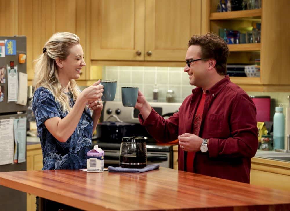 "The Wedding Gift Wormhole" -- Pictured: Penny (Kaley Cuoco) and Leonard Hofstadter (Johnny Galecki). Sheldon and Amy drive themselves crazy trying to figure out what "perfect gift" Leonard and Penny gave them for their wedding. Also, Koothrappali decides he wants to settle down and asks his father to arrange a marriage for him, on THE BIG BANG THEORY, when it moves to its regular time slot, Thursday, Sept. 27 (8:00-8:31 PM, ET/PT) on the CBS Television Network. Photo: Michael Yarish/CBS é2018 CBS Broadcasting, Inc. All Rights Reserved.