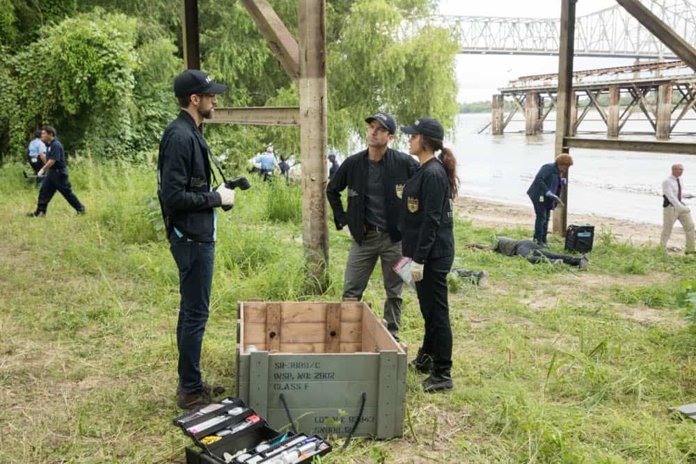 "Inside Out" -- As the team searches for a former IRA bomb-maker who was smuggled into the city, they are joined by Special Agent Hannah Khoury (Necar Zadegan), Pride's replacement during his medical leave. Also, Pride considers a new position with the agency, on NCIS: NEW ORLEANS, Tuesday, Oct. 2 (10:00-11:00 PM, ET/PT) on the CBS Television Network. Pictured L-R: Rob Kerkovich as Forensic Scientist Sebastian Lund, Lucas Black as Special Agent Christopher LaSalle, Vanessa Ferlito as FBI Special Agent Tammy Gregorio, and CCH Pounder as Dr. Loretta Wade Photo: Sam Lothridge/CBS é2018 CBS Broadcasting, Inc. All Rights Reserved