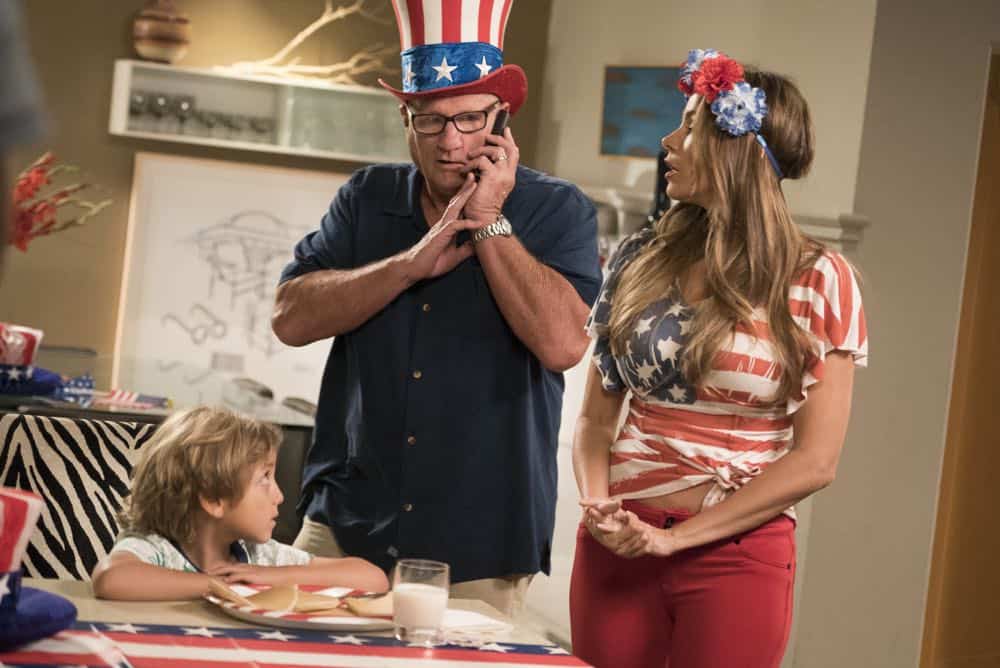 MODERN FAMILY - "I Love a Parade" - The Pritchett-Dunphy-Tucker clan are going to be setting off more than a few fireworks when they get together at the annual Fourth of July parade where Jay will be acting as the grand marshal. Meanwhile, Haley’s goodbye with Arvin before his trip to Switzerland doesn’t go as well as she pictured it and is distracted by the return of an old flame during the 10th season premiere, on "Modern Family," WEDNESDAY, SEPT. 26 (9:00-9:31 p.m. EDT), on The ABC Television Network. (ABC/Kelsey McNeal) JEREMY MAGUIRE, ED O'NEILL, SOFIA VERGARA MODERN FAMILY - "I Love a Parade" - The Pritchett-Dunphy-Tucker clan are going to be setting off more than a few fireworks when they get together at the annual Fourth of July parade where Jay will be acting as the grand marshal. Meanwhile, Haley’s goodbye with Arvin before his trip to Switzerland doesn’t go as well as she pictured it and is distracted by the return of an old flame during the 10th season premiere, on "Modern Family," WEDNESDAY, SEPT. 26 (9:00-9:31 p.m. EDT), on The ABC Television Network. (ABC/Kelsey McNeal) JEREMY MAGUIRE, ED O'NEILL, SOFIA VERGARA