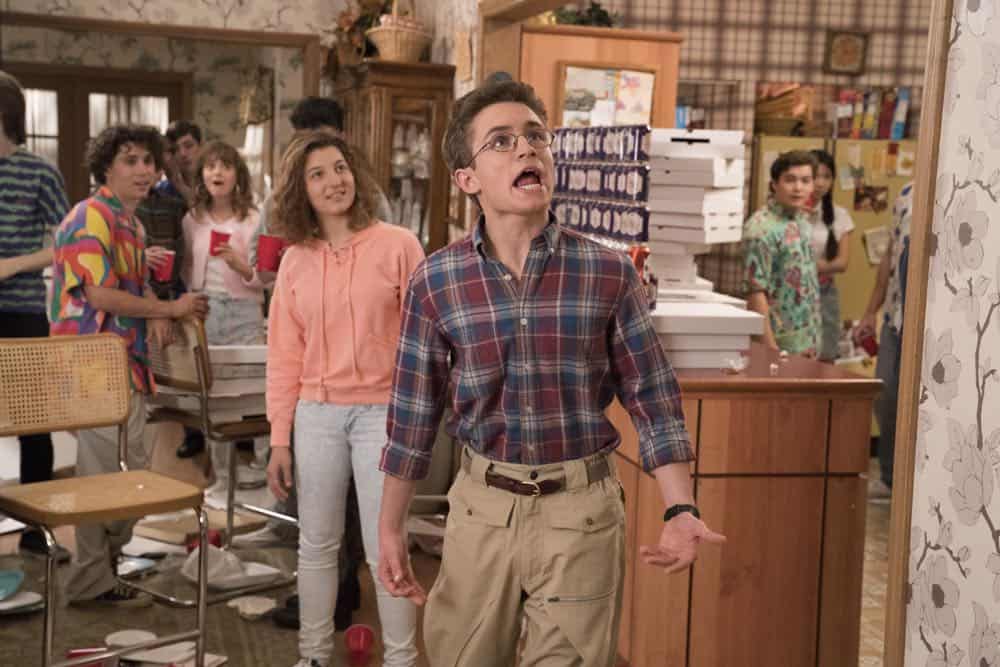 THE GOLDBERGS - "Sixteen Candles" - It’s Adam’s 16th birthday, but his parents are too distracted by Barry and Lainey’s engagement and Erica’s band ambitions to remember their youngest son’s big day. But the situation presents an opportunity for Adam to ask Erica to put him on the high school social map. Meanwhile, Beverly thinks she can scare Barry and Lainey straight with the reality of being adults, on the season premiere of "The Goldbergs," WEDNESDAY, SEPT. 26 (8:00–8:30 p.m. EDT), on The ABC Television Network. (ABC/Mitch Haaseth) STEPHANIE KATHERINE GRANT, SEAN GIAMBRONE