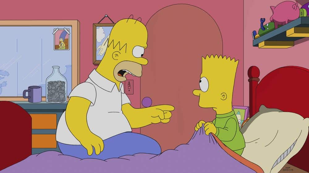 THE SIMPSONS: Bart takes a dare, and ends up in the hospital. To cover for himself and Homer, he says he went to Heaven and met Jesus. Christian producers offer the Simpsons a movie deal, which Homer takes. But Bart can’t deal with the guilt and comes clean to Marge after the movie is finished in the all-new “Bart’s Not Dead” episode of THE SIMPSONS airing Sunday, Sept. 30, (8:00-8:30 PM ET/PT). THE SIMPSONS ™ and © 2018 TCFFC ALL RIGHTS RESERVED THE SIMPSONS: Bart takes a dare, and ends up in the hospital. To cover for himself and Homer, he says he went to Heaven and met Jesus. Christian producers offer the Simpsons a movie deal, which Homer takes. But Bart can’t deal with the guilt and comes clean to Marge after the movie is finished in the all-new “Bart’s Not Dead” episode of THE SIMPSONS airing Sunday, Sept. 30, (8:00-8:30 PM ET/PT). THE SIMPSONS ™ and © 2018 TCFFC ALL RIGHTS RESERVED