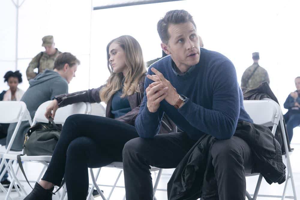 MANIFEST -- "Reentry" Episode 102 -- Pictured: (l-r) Melissa Roxburgh as Michaela Stone, Josh Dallas as Ben Stone -- (Photo by: Peter Kramer/NBC)