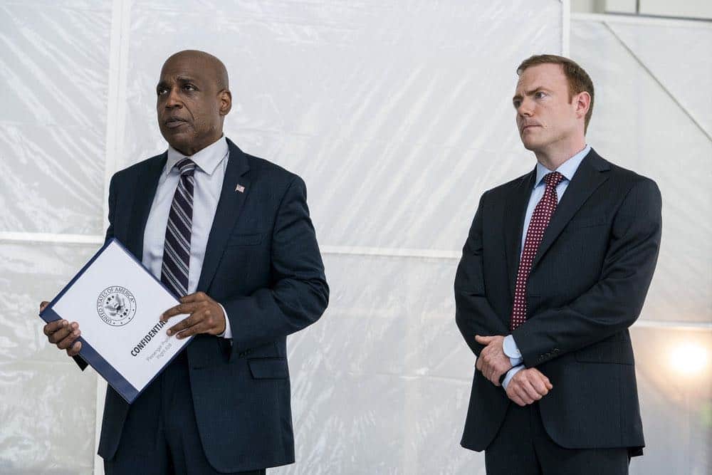MANIFEST -- "Reentry" Episode 102 -- Pictured: (left) Daryl Edwards as NSA Director Vance -- (Photo by: Peter Kramer/NBC)