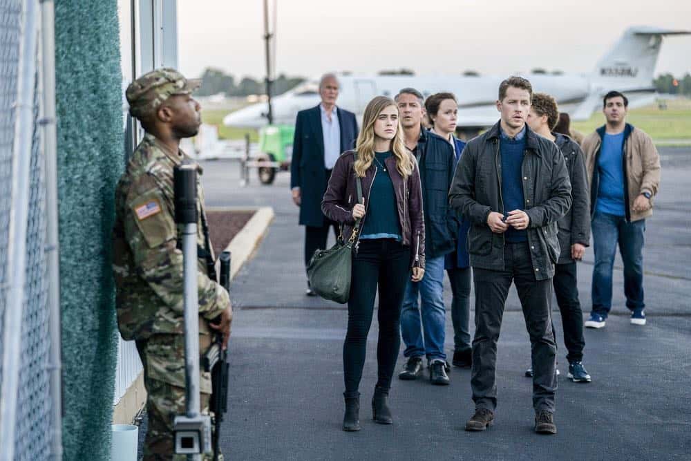 MANIFEST -- "Reentry" Episode 102 -- Pictured: (l-r) Melissa Roxburgh as Michaela Stone, Josh Dallas as Ben Stone -- (Photo by: Peter Kramer/NBC)