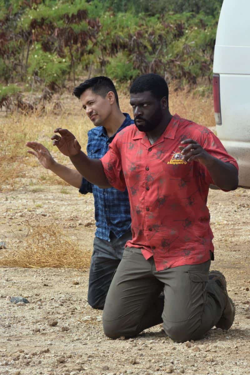 "From the Head Down" -- Magnum helps a struggling fisherman and fellow Veteran when his 300 pound tuna worth $350K is stolen, but they discover that the thief needs Magnum's help as well, on MAGNUM P.I., Monday, Oct. 1 (9:00-10:00 PM, ET/PT) on the CBS Television Network. Pictured L-R: Jay Hernandez as Thomas Magnum and Stephen Hill as Theodore "TC" Calvin Photo: Norman Shapiro/CBS é2018 CBS Broadcasting, Inc. All Rights Reserved