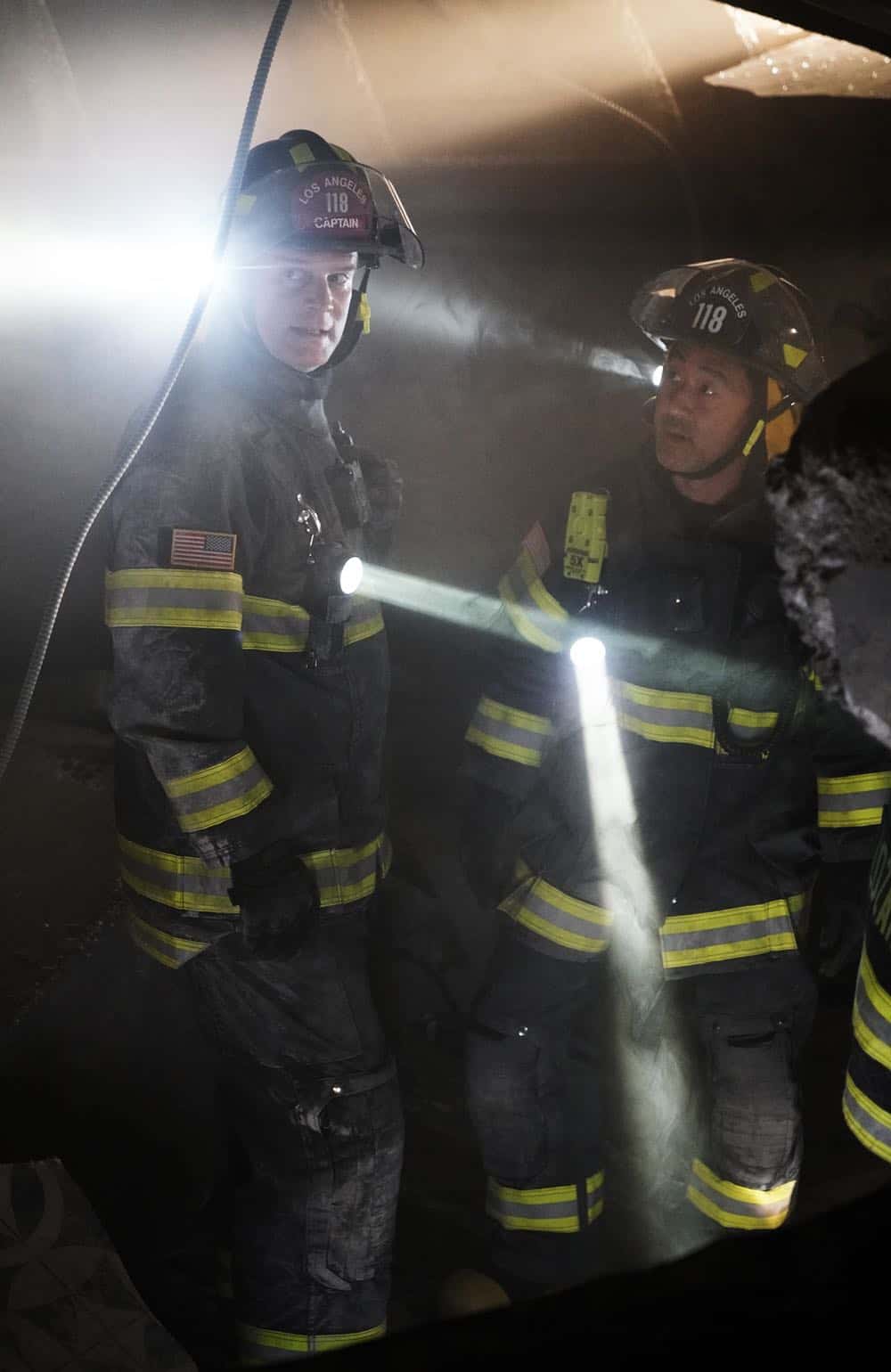 9-1-1: L-R: Peter Krause and Kenneth Choi in the all-new “Help Is Not Coming” episode of 9-1-1 airing Monday, Oct. 1 (9:00-10:00 PM ET/PT) on FOX. © 2018 FOX Broadcasting. CR: Jack Zeman/FOX.