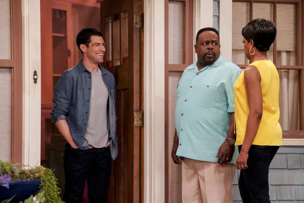 THE NEIGHBORHOOD stars Cedric the Entertainer in a comedy about what happens when Dave Johnson, the friendliest guy in the Midwest, moves his family to a neighborhood in Los Angeles where not everyone looks like him or appreciates his extreme neighborliness. Cedric the Entertainer plays the Johnsons' opinionated next-door neighbor, Calvin Butler, who is wary of the newcomers, and certain that the Johnsons will disrupt the culture on the block. THE NEIGHBORHOOD will premiere Monday, October 1st (8:00-8:30 PM, ET/PT) on the CBS Television Network. Pictured (L-R): Max Greenfield (Dave Johnson), Cedric the Entertainer (Calvin Butler) and Tichina Arnold (Tina Butler). Photo: Bill Inoshita/CBS é2018 CBS Broadcasting, Inc. All Rights Reserved.