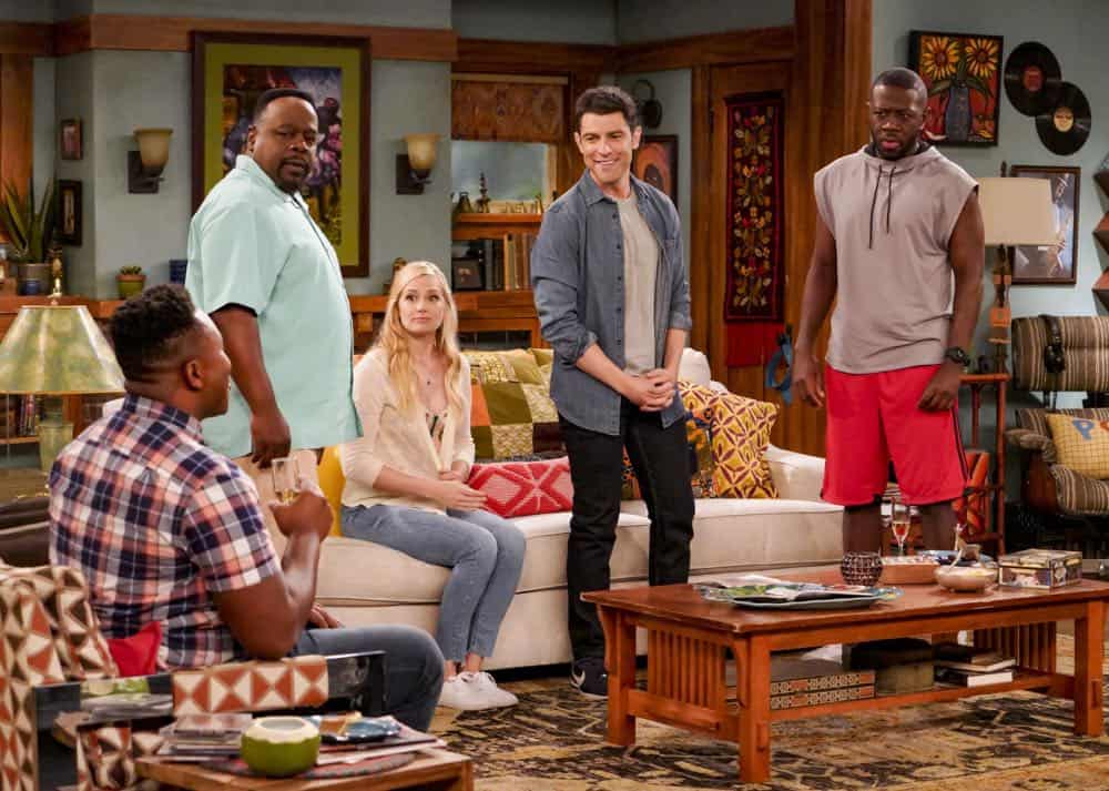 THE NEIGHBORHOOD stars Cedric the Entertainer in a comedy about what happens when Dave Johnson, the friendliest guy in the Midwest, moves his family to a neighborhood in Los Angeles where not everyone looks like him or appreciates his extreme neighborliness. Cedric the Entertainer plays the Johnsons' opinionated next-door neighbor, Calvin Butler, who is wary of the newcomers, and certain that the Johnsons will disrupt the culture on the block. THE NEIGHBORHOOD will premiere Monday, October 1st (8:00-8:30 PM, ET/PT) on the CBS Television Network. Pictured (L-R): Marcel Spears (Marty Butler), Cedric the Entertainer (Calvin Butler), Beth Behrs (Gemma Johnson), Max Greenfield (Dave Johnson) and Sheaun McKinney (Malcolm Butler). Photo: Bill Inoshita/CBS é2018 CBS Broadcasting, Inc. All Rights Reserved.