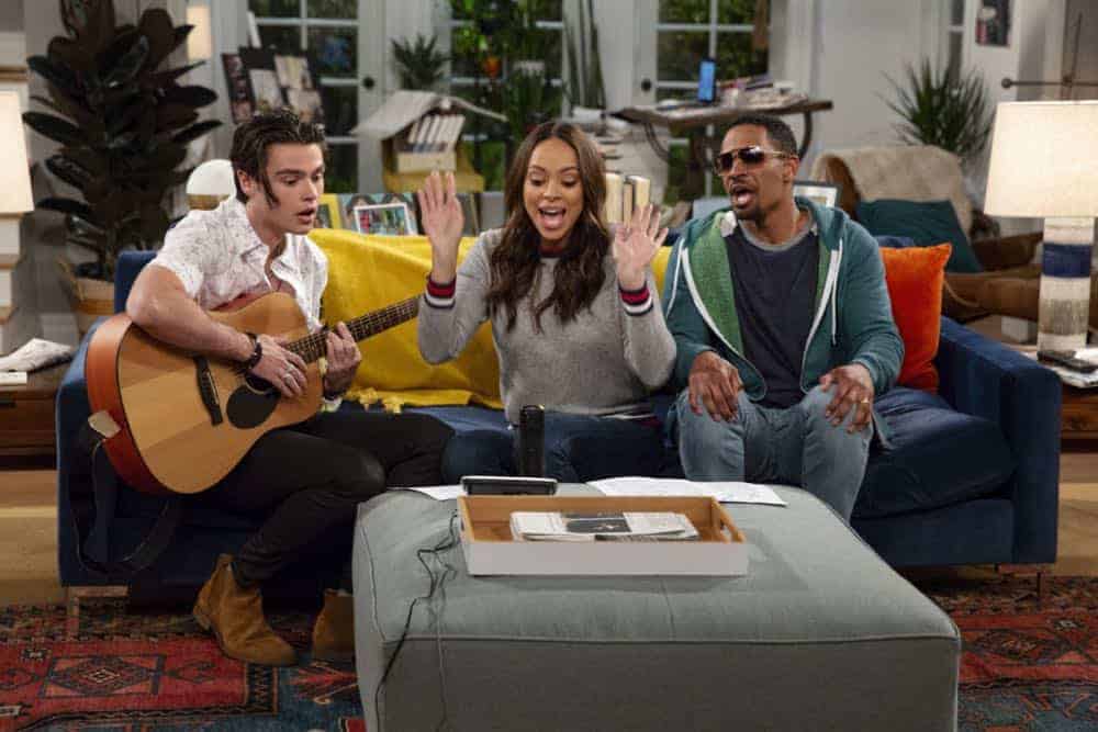 HAPPY TOGETHER stars Damon Wayans Jr. (right) and Amber Stevens West (center) in a comedy about a 30-something happily married couple who begin to reconnect with their younger, cooler selves when Cooper (Felix Mallard, left), an exuberant young pop star drawn to their super ordinary suburban life, unexpectedly moves in with them. HAPPY TOGETHER premieres Monday, October 1st (8:30-9:00 PM, ET/PT) on the CBS Television Network. Photo: Cliff Lipson/CBS é2018 CBS Broadcasting, Inc. All Rights Reserved HAPPY TOGETHER stars Damon Wayans Jr. (right) and Amber Stevens West (center) in a comedy about a 30-something happily married couple who begin to reconnect with their younger, cooler selves when Cooper (Felix Mallard, left), an exuberant young pop star drawn to their super ordinary suburban life, unexpectedly moves in with them. HAPPY TOGETHER premieres Monday, October 1st (8:30-9:00 PM, ET/PT) on the CBS Television Network. Photo: Cliff Lipson/CBS é2018 CBS Broadcasting, Inc. All Rights Reserved