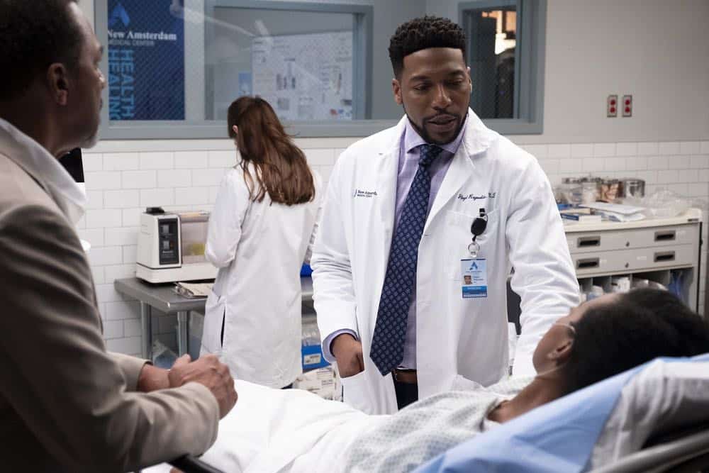 NEW AMSTERDAM -- "Rituals" Episode 102 -- Pictured: Jocko Sims as Dr. Floyd Reynolds -- (Photo by: Francisco Roman/NBC)