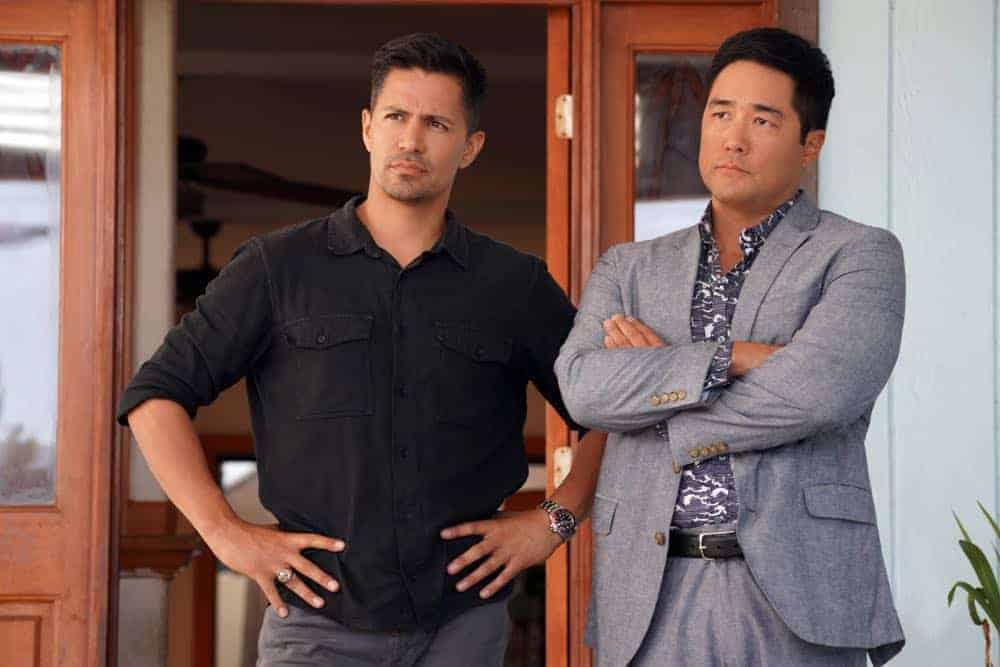 "The Woman Who Never Died" -- Magnum takes a case from fellow private investigator Luther Gillis to find the true identity of a man's comatose fiance when he learns that she's had severe facial surgery, on MAGNUM P.I., Monday, Oct. 8 (9:00-10:00 PM, ET/PT) on the CBS Television Network. Pictured L-R: Jay Hernandez as Thomas Magnum and Tim Kang as Det. Gordon Katsumoto Photo: Karen Neal/CBS é2018 CBS Broadcasting, Inc. All Rights Reserved "The Woman Who Never Died" -- Magnum takes a case from fellow private investigator Luther Gillis to find the true identity of a man's comatose fiance when he learns that she's had severe facial surgery, on MAGNUM P.I., Monday, Oct. 8 (9:00-10:00 PM, ET/PT) on the CBS Television Network. Pictured L-R: Jay Hernandez as Thomas Magnum and Tim Kang as Det. Gordon Katsumoto Photo: Karen Neal/CBS é2018 CBS Broadcasting, Inc. All Rights Reserved