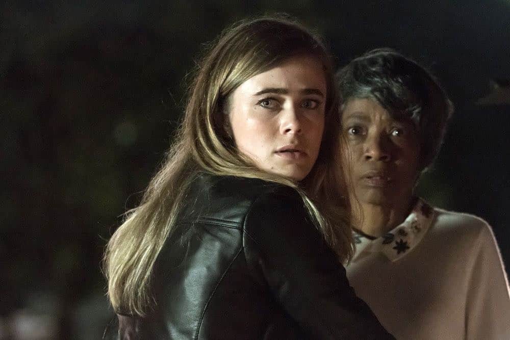 MANIFEST -- "Turbulence" Episode 103 -- Pictured: (l-r) Melissa Roxburgh as Michaela Stone, Adriane Lenox as Beverly -- (Photo by: Barbara Nitke/NBC/Warner Brothers)