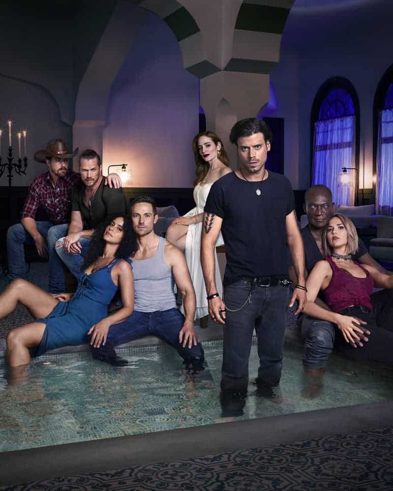 MIDNIGHT, TEXAS -- Season: 2 -- Pictured: (l-r) Josh Kelly as Walker, Jason Lewis as Joe, Parisa Fitz Henley as Fiji, Dylan Bruce as Bobo, Jaime Ray Newman as Patience, François Arnaud as Manfred Bernardo, Peter Mensah as Lemuel, Arielle Kebbel as Olivia -- (Photo by: Virginia Sherwood/NBC) MIDNIGHT, TEXAS -- Season: 2 -- Pictured: (l-r) Josh Kelly as Walker, Jason Lewis as Joe, Parisa Fitz Henley as Fiji, Dylan Bruce as Bobo, Jaime Ray Newman as Patience, François Arnaud as Manfred Bernardo, Peter Mensah as Lemuel, Arielle Kebbel as Olivia -- (Photo by: Virginia Sherwood/NBC)