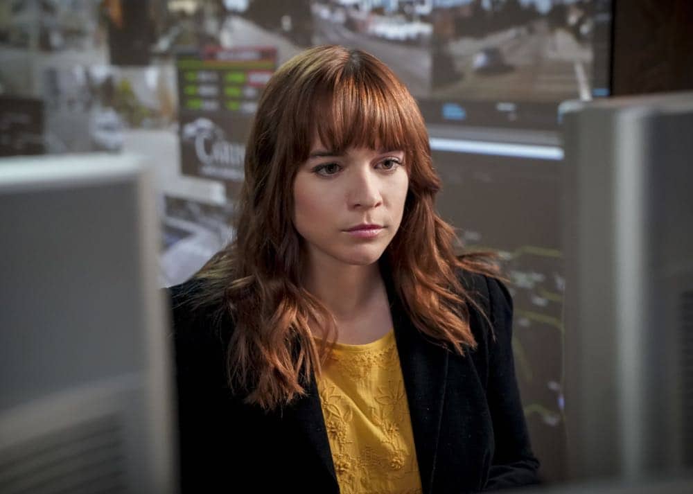 "Superhuman" -- Pictured: Renée Felice Smith (Intelligence Analyst Nell Jones). After the prototype for a tactical assault suit is stolen from a Navy base and used in a Beverly Hills jewelry heist, the team must determine who stole the suit and what their next target is. Also, retired Navy Admiral Hollace Kilbride (Gerald McRaney) temporarily oversees the team while Mosely and Hetty face repercussions for the unsanctioned Mexico mission, on NCIS: LOS ANGELES, Sunday, Oct. 7 (9:00-10:00 PM, ET/PT) on the CBS Television Network. Photo: Ron P. Jaffe/CBS é2018 CBS Broadcasting, Inc. All Rights Reserved.