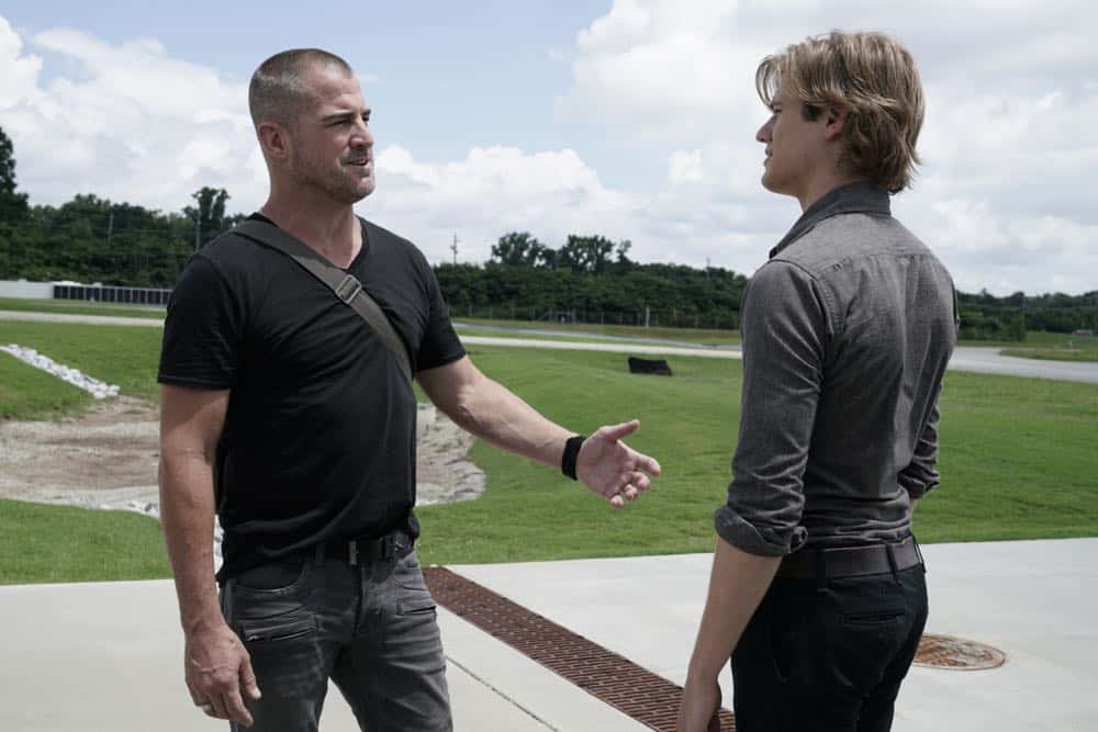 "Bravo Lead + Loyalty + Friendship" -- When Jack receives an emergency distress signal from one of his old Delta buddies who is falsely accused of terrorism in a foreign country, MacGyver and Jack quickly recruit the rest of Jack's old Delta team and stage an unsanctioned rescue op, on MACGYVER, Friday, Oct. 5 (8:00-9:00 PM, ET/PT) on the CBS Television Network. Pictured: George Eads, Lucas Till. Photo: Jace Downs/CBS é2018 CBS Broadcasting, Inc. All Rights Reserved "Bravo Lead + Loyalty + Friendship" -- When Jack receives an emergency distress signal from one of his old Delta buddies who is falsely accused of terrorism in a foreign country, MacGyver and Jack quickly recruit the rest of Jack's old Delta team and stage an unsanctioned rescue op, on MACGYVER, Friday, Oct. 5 (8:00-9:00 PM, ET/PT) on the CBS Television Network. Pictured: George Eads, Lucas Till. Photo: Jace Downs/CBS é2018 CBS Broadcasting, Inc. All Rights Reserved