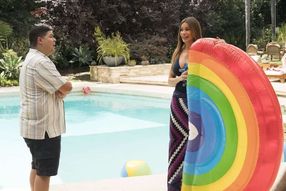 MODERN FAMILY - "Kiss and Tell" - Haley needs a little help deciding whether or not to tell Arvin about her kiss with Dylan and goes to Mitch and Cam for their advice. Meanwhile, Gloria suspects Manny's Canadian girlfriend is made up and wants to find out the real truth, on "Modern Family," WEDNESDAY, OCT. 3 (9:00-9:31 p.m. EDT), on The ABC Television Network. (ABC/Ron Tom) RICO RODRIGUEZ, SOFIA VERGARA MODERN FAMILY - "Kiss and Tell" - Haley needs a little help deciding whether or not to tell Arvin about her kiss with Dylan and goes to Mitch and Cam for their advice. Meanwhile, Gloria suspects Manny's Canadian girlfriend is made up and wants to find out the real truth, on "Modern Family," WEDNESDAY, OCT. 3 (9:00-9:31 p.m. EDT), on The ABC Television Network. (ABC/Ron Tom) RICO RODRIGUEZ, SOFIA VERGARA