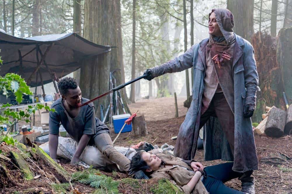 VAN HELSING -- "Fresh Tendrils" Episode 301 -- Pictured: (l-r) Trezzo Mahoro as Mohamed, Christopher Heyerdahl as Sam -- (Photo by: Dan Power/Nomadic Pictures Inc./SYFY)