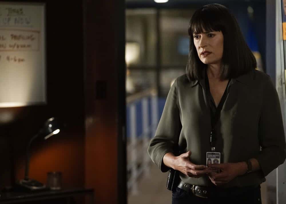 "300" -- When Reid and Garcia are abducted by Benjamin Merva (Michael Hogan), it's up to the rest of the team to find them. The BAU finds surprising clues in their own history to solve why the two heroes have been targeted by a mass murderer. It's a race to save them before a "Believers" prophecy is fulfilled, on the 14th season premiere of CRIMINAL MINDS, Wednesday, Oct. 3 (10:00-11:00 PM, ET/PT) on the CBS Television Network. Pictured: Paget Brewster (Emily Prentiss) Photo: Cliff Lipson/CBS é2018 CBS Broadcasting, Inc. All Rights Reserved