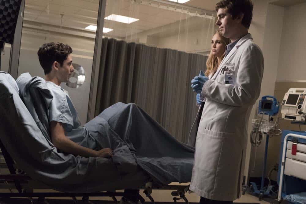 THE GOOD DOCTOR - "36 Hours" - Dr. Melendez, Dr. Brown and Dr. Park have given a young married couple two choices about their future: save the wife's life or their future ability to start a family. Meanwhile, when Dr. Lim has to take care of some personal business, she leaves oversight of the emergency room to Dr. Murphy and Dr. Reznick; and Dr. Glassman's post-op recovery leaves him struggling to get the rest he needs for recovery and also confronting his relationship with his daughter, on "The Good Doctor," MONDAY, OCT. 8 (10:00-11:00 p.m. EDT), on The ABC Television Network. (ABC/Bettina Strauss) AMITAI MARMORSTEIN, FIONA GUBELMANN, FREDDIE HIGHMORE