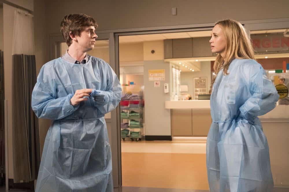 THE GOOD DOCTOR - "36 Hours" - Dr. Melendez, Dr. Brown and Dr. Park have given a young married couple two choices about their future: save the wife's life or their future ability to start a family. Meanwhile, when Dr. Lim has to take care of some personal business, she leaves oversight of the emergency room to Dr. Murphy and Dr. Reznick; and Dr. Glassman's post-op recovery leaves him struggling to get the rest he needs for recovery and also confronting his relationship with his daughter, on "The Good Doctor," MONDAY, OCT. 8 (10:00-11:00 p.m. EDT), on The ABC Television Network. (ABC/Bettina Strauss) FREDDIE HIGHMORE, FIONA GUBELMANN