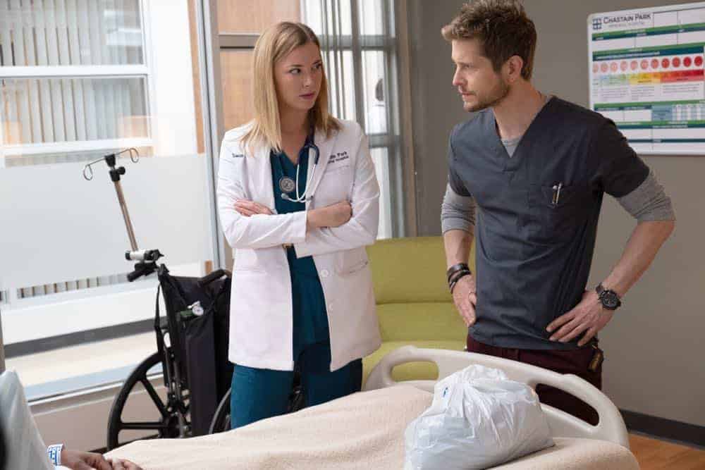 THE RESIDENT: L-R: Emily VanCamp and Matt Czuchry in the "Three Words" episode of THE RESIDENT airing Monday, Oct. 1 (8:00-9:00 PM ET/PT) on FOX. ©2018 Fox Broadcasting Co. Cr: Erika Doss/FOX. THE RESIDENT: L-R: Emily VanCamp and Matt Czuchry in the "Three Words" episode of THE RESIDENT airing Monday, Oct. 1 (8:00-9:00 PM ET/PT) on FOX. ©2018 Fox Broadcasting Co. Cr: Erika Doss/FOX.