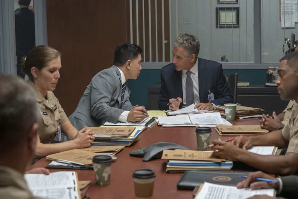 "Diplomatic Immunity" -- While NCIS investigates the murder of a Navy intelligence officer killed during a conference for foreign diplomats, the key witness cozies up to Sebastian. Also, Pride has some trouble adjusting to his new position at the agency, on NCIS: NEW ORLEANS, Tuesday, Oct. 9 (10:00-11:00 PM, ET/PT) on the CBS Television Network. Pictured L-R: Reggie Lee as ASAC Steven Thompson and Scott Bakula as Special Agent Dwayne Pride Photo: Skip Bolen/CBS é2018 CBS Broadcasting, Inc. All Rights Reserved