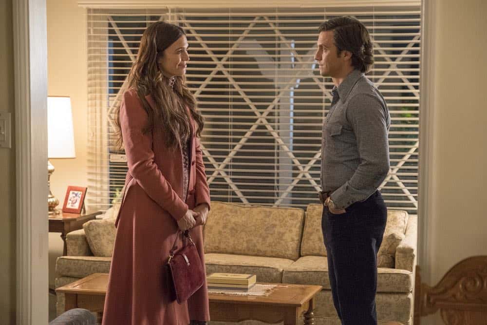 THIS IS US -- "Katie Girls" Episode 303 -- Pictured: (l-r) Mandy Moore as Rebecca, Milo Ventimiglia as Jack -- (Photo by: Ron Batzdorff/NBC) THIS IS US -- "Katie Girls" Episode 303 -- Pictured: (l-r) Mandy Moore as Rebecca, Milo Ventimiglia as Jack -- (Photo by: Ron Batzdorff/NBC)
