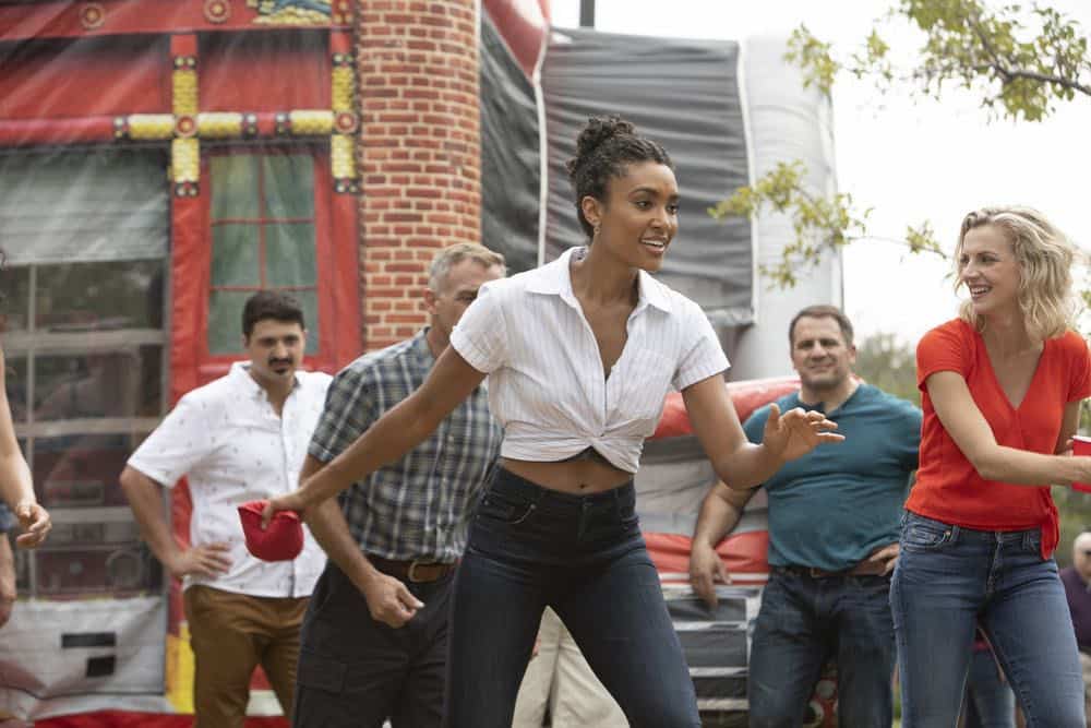 CHICAGO FIRE -- "Thirty Percent Sleight of Hand" Episode 703 -- Pictured: (l-r) Yuri Sardarov as Brian "Otis" Zvonecek, Annie Ilonzeh as Emily Foster, Anthony Ferraris as Tony, Kara Killmer as Sylvie Brett -- (Photo by: Adrian Burrows/NBC) CHICAGO FIRE -- "Thirty Percent Sleight of Hand" Episode 703 -- Pictured: (l-r) Yuri Sardarov as Brian "Otis" Zvonecek, Annie Ilonzeh as Emily Foster, Anthony Ferraris as Tony, Kara Killmer as Sylvie Brett -- (Photo by: Adrian Burrows/NBC)