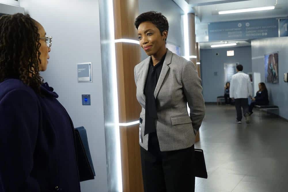 CHICAGO MED -- "Heavy Is The Head" Episode 403 -- Pictured: (l-r) S. Epatha Merkerson as Sharon Goodwin, Heather Headley as Gwen Garrett -- (Photo by: Elizabeth Sisson/NBC) CHICAGO MED -- "Heavy Is The Head" Episode 403 -- Pictured: (l-r) S. Epatha Merkerson as Sharon Goodwin, Heather Headley as Gwen Garrett -- (Photo by: Elizabeth Sisson/NBC)