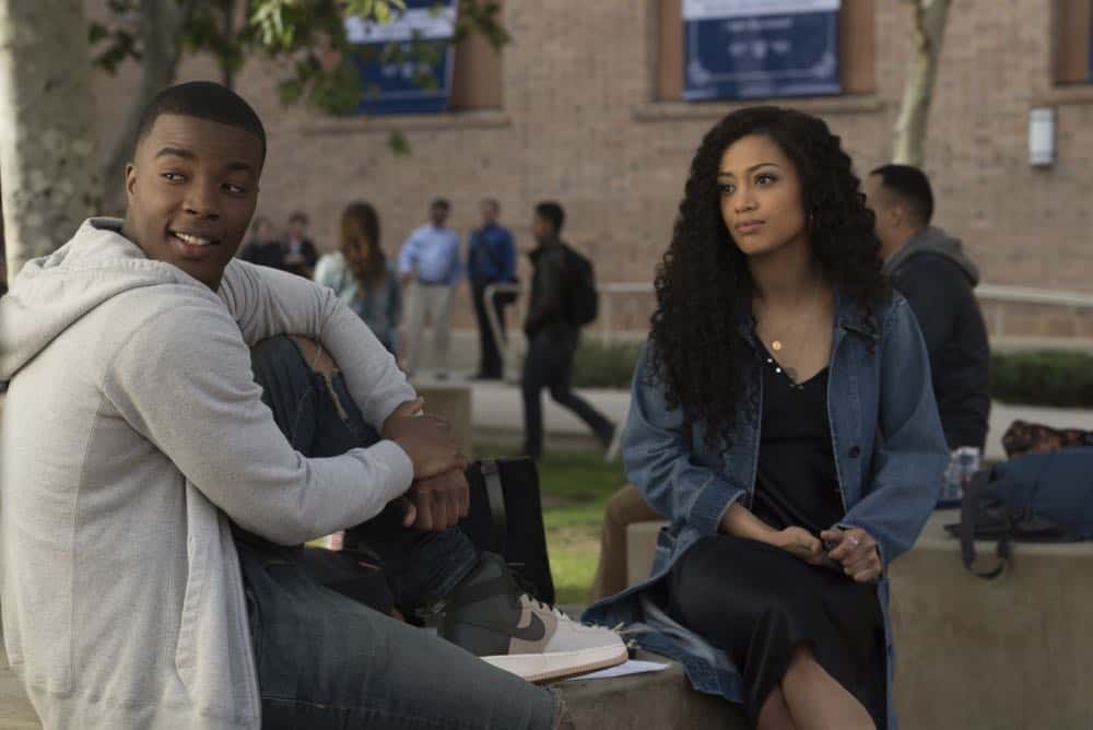 All American -- "Pilot"-- Image Number: ALA101c_0561r.jpg -- Pictured (L-R): Daniel Ezra as Spencer James and Samantha Logan as Olivia Baker -- Photo: Jesse Giddings/The CW -- é 2018 The CW Network, LLC. All Rights Reserved