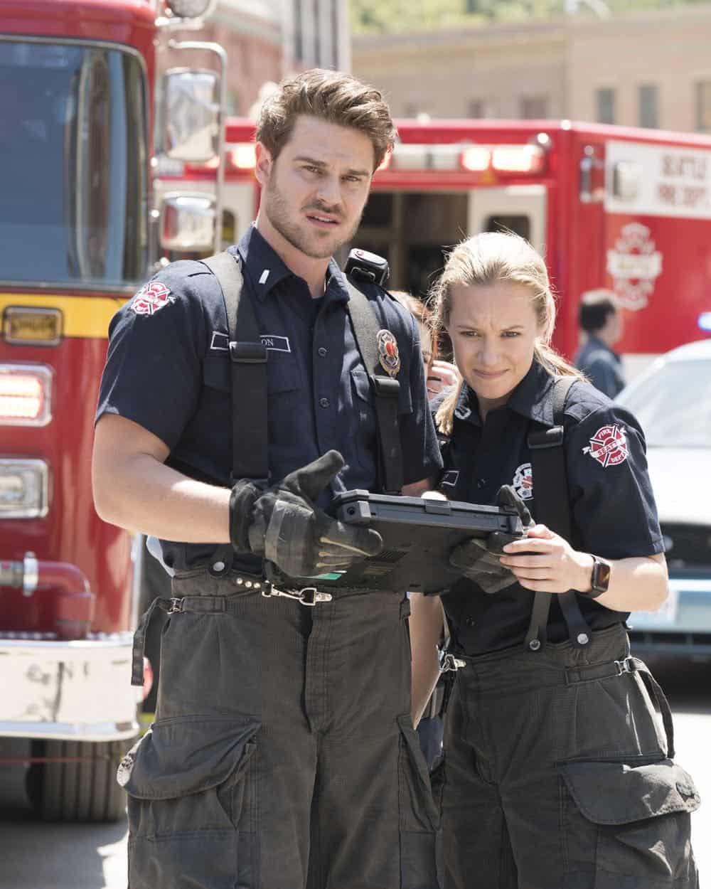 STATION 19 - "Under The Surface" - It's a life-and-death situation when a young boy falls into water pipes beneath the city of Seattle. With the clock ticking, the firefighters of Station 19 jump into action to save his life, on ABC's "Station 19," THURSDAY, OCT. 11 (9:01-10:00 p.m. EDT), on The ABC Television Network. (ABC/Eric McCandless)<br /> STATION 19 - "Under The Surface" - It's a life-and-death situation when a young boy falls into water pipes beneath the city of Seattle. With the clock ticking, the firefighters of Station 19 jump into action to save his life, on ABC's "Station 19," THURSDAY, OCT. 11 (9:01-10:00 p.m. EDT), on The ABC Television Network. (ABC/Eric McCandless) GREY DAMON, DANIELLE SAVRE