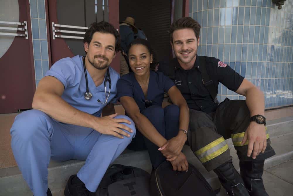 STATION 19 - "Under The Surface" - It's a life-and-death situation when a young boy falls into water pipes beneath the city of Seattle. With the clock ticking, the firefighters of Station 19 jump into action to save his life, on ABC's "Station 19," THURSDAY, OCT. 11 (9:01-10:00 p.m. EDT), on The ABC Television Network. (ABC/Eric McCandless) GIACOMO GIANNIOTTI, KELLY MCCREARY, GREY DAMON