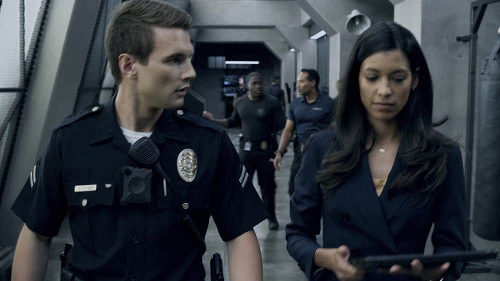 "Fire and Smoke" -- The SWAT team is enlisted by Hondo's new romantic interest, Deputy District Attorney Nia Wells (Nikiva Dionne), to protect the jurors of a high-profile bribery trial, after some of them are targeted by organized crime in a series of fire-bombings, on S.W.A.T., Thursday, Oct. 11 (10:00-11:00 PM, ET/PT) on the CBS Television Network. Pictured L to R: Alex Russell as Jim Street and Stephanie Sigman as Jessica Cortez. Photo: Screengrab/CBS é2018 CBS Broadcasting, Inc. All Rights Reserved "Fire and Smoke" -- The SWAT team is enlisted by Hondo's new romantic interest, Deputy District Attorney Nia Wells (Nikiva Dionne), to protect the jurors of a high-profile bribery trial, after some of them are targeted by organized crime in a series of fire-bombings, on S.W.A.T., Thursday, Oct. 11 (10:00-11:00 PM, ET/PT) on the CBS Television Network. Pictured L to R: Alex Russell as Jim Street and Stephanie Sigman as Jessica Cortez. Photo: Screengrab/CBS é2018 CBS Broadcasting, Inc. All Rights Reserved