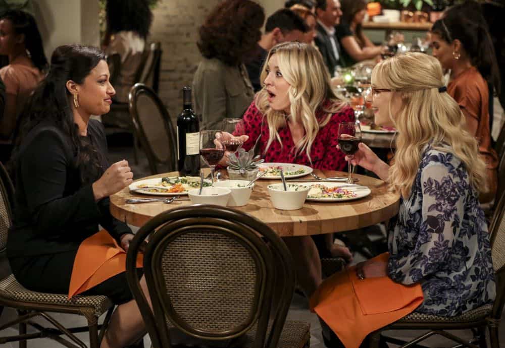 "The Tam Turbulence" -- Pictured: Anu (Rati Gupta), Penny (Kaley Cuoco) and Bernadette (Melissa Rauch). When Sheldon won't tell anyone why he's never mentioned Tam (Robert Wu), his childhood best friend, Leonard takes matters into his own hands. Also, Bernadette and Penny take out Raj's fiancée, Anu (Rati Gupta), for dinner to get the skinny on her, on THE BIG BANG THEORY, Thursday, Oct. 11 (8:00-8:31 PM, ET/PT) on the CBS Television Network. Jerry O'Connell returns as Sheldon's brother, George. Photo: Michael Yarish/CBS é2018 CBS Broadcasting, Inc. All Rights Reserved.