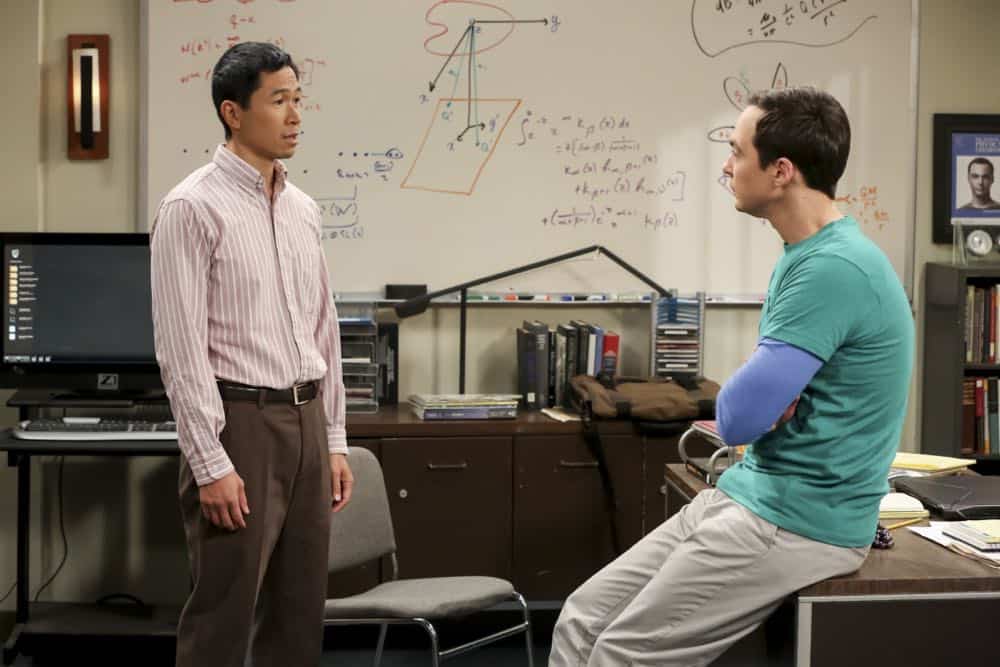 "The Tam Turbulence" -- Pictured: Tam (Robert Wu) and Sheldon Cooper (Jim Parsons). When Sheldon won't tell anyone why he's never mentioned Tam (Robert Wu), his childhood best friend, Leonard takes matters into his own hands. Also, Bernadette and Penny take out Raj's fiancée, Anu (Rati Gupta), for dinner to get the skinny on her, on THE BIG BANG THEORY, Thursday, Oct. 11 (8:00-8:31 PM, ET/PT) on the CBS Television Network. Jerry O'Connell returns as Sheldon's brother, George. Photo: Michael Yarish/CBS é2018 CBS Broadcasting, Inc. All Rights Reserved.