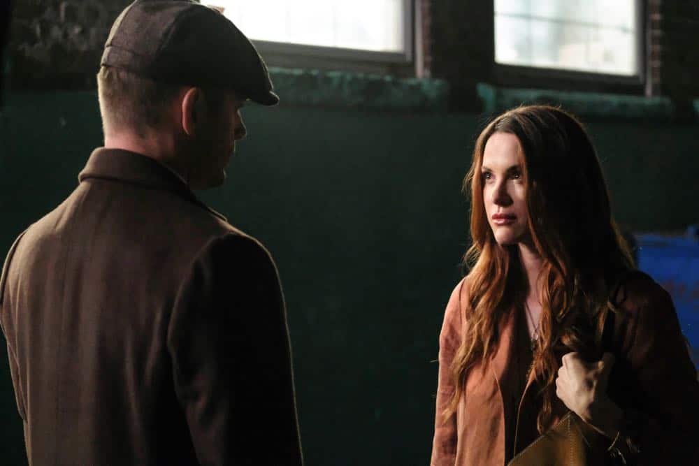 Supernatural -- "Stranger in a Strange Land" -- Image Number: SN1401a_0345b.jpg -- Pictured (L-R): Jensen Ackles as Dean/Michael and Danneel Ackles as Anael -- Photo: Bettina Strauss/The CW -- é 2018 The CW Network, LLC All Rights Reserved