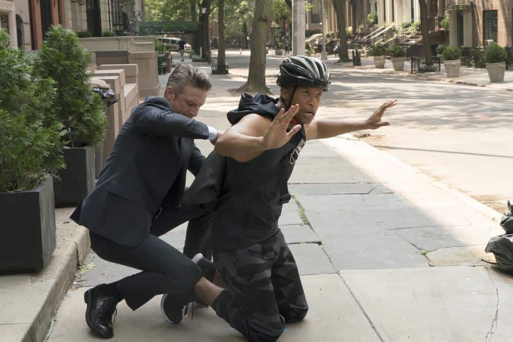 LAW & ORDER: SPECIAL VICTIMS UNIT -- "Revenge" Episode 2004 -- Pictured: (l-r) Peter Scanavino as Dominick "Sonny" Carisi, Peterson Townsend as Jake Sanders -- (Photo by: Barbara Nitke/NBC)