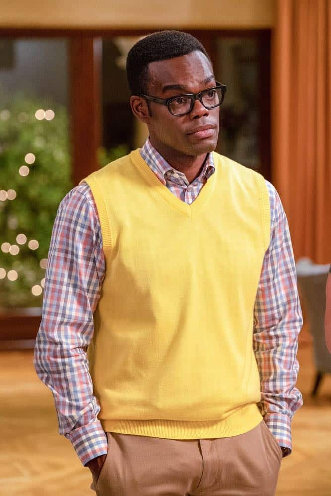 THE GOOD PLACE -- "The Snowplow" Episode 304 -- Pictured: William Jackson Harper as Chidi-- (Photo by: Colleen Hayes/NBC)