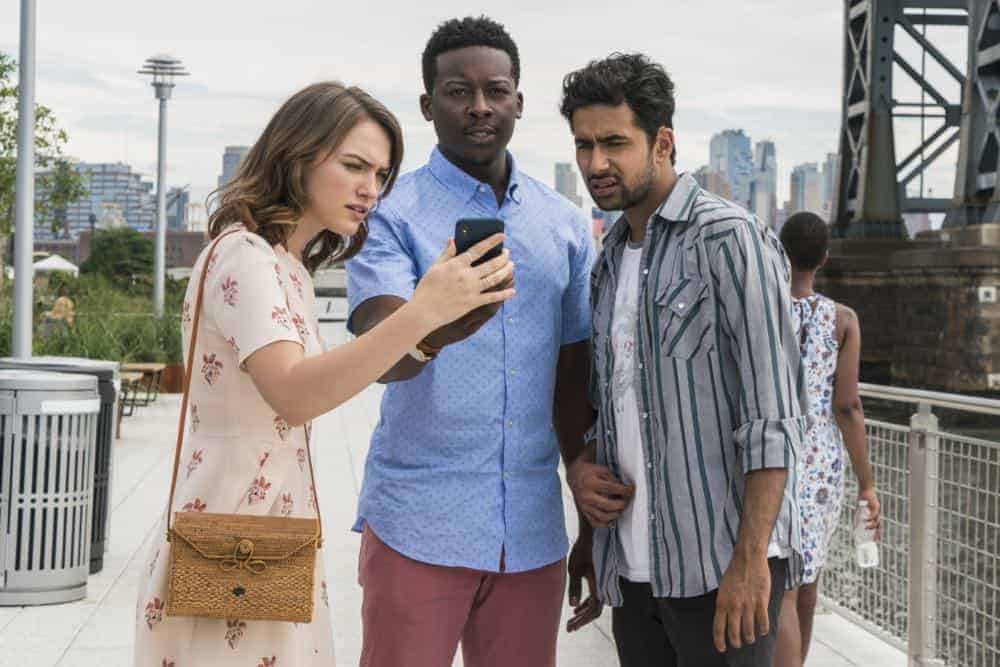 "Heavenly Taco Truck" -- Miles' wallet is stolen when he, Rakesh and Cara check out a food truck the God Account suggests that he "like." But when the account then suggests that he befriend a private investigator, Miles decides to turn the tables and have the PI help him track down the thief, who Miles believes is linked to the account, on GOD FRIENDED ME, Sunday, Oct. 14 (8:30-9:30 PM, ET/8:00-9:00 PM, PT) on the CBS Television Network. Pictured L to R: Violett Beane as Cara Bloom, Brandon Micheal Hall as Miles Finer and Suraj Sharma as Rakesh Singh. Photo Credit: Barbara Nitke/é2018 Warner Bros. Entertainment Inc. All Rights Reserved.