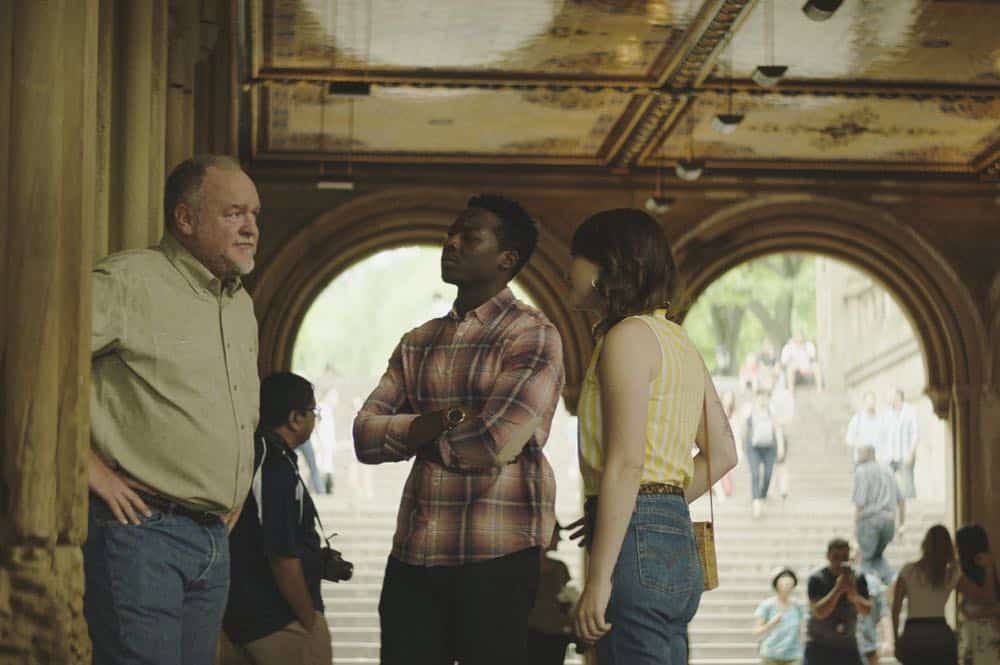 "Heavenly Taco Truck" -- Miles' wallet is stolen when he, Rakesh and Cara check out a food truck the God Account suggests that he "like." But when the account then suggests that he befriend a private investigator, Miles decides to turn the tables and have the PI help him track down the thief, who Miles believes is linked to the account, on GOD FRIENDED ME, Sunday, Oct. 14 (8:30-9:30 PM, ET/8:00-9:00 PM, PT) on the CBS Television Network. Pictured L to R : Brent Sexton as Ray Nicolette, Brandon Micheal Hall as Miles Finer, and Violett Beane as Cara Bloom. Photo Credit: screengrab/é2018 Warner Bros. Entertainment Inc. All Rights Reserved. "Heavenly Taco Truck" -- Miles' wallet is stolen when he, Rakesh and Cara check out a food truck the God Account suggests that he "like." But when the account then suggests that he befriend a private investigator, Miles decides to turn the tables and have the PI help him track down the thief, who Miles believes is linked to the account, on GOD FRIENDED ME, Sunday, Oct. 14 (8:30-9:30 PM, ET/8:00-9:00 PM, PT) on the CBS Television Network. Pictured L to R : Brent Sexton as Ray Nicolette, Brandon Micheal Hall as Miles Finer, and Violett Beane as Cara Bloom. Photo Credit: screengrab/é2018 Warner Bros. Entertainment Inc. All Rights Reserved.