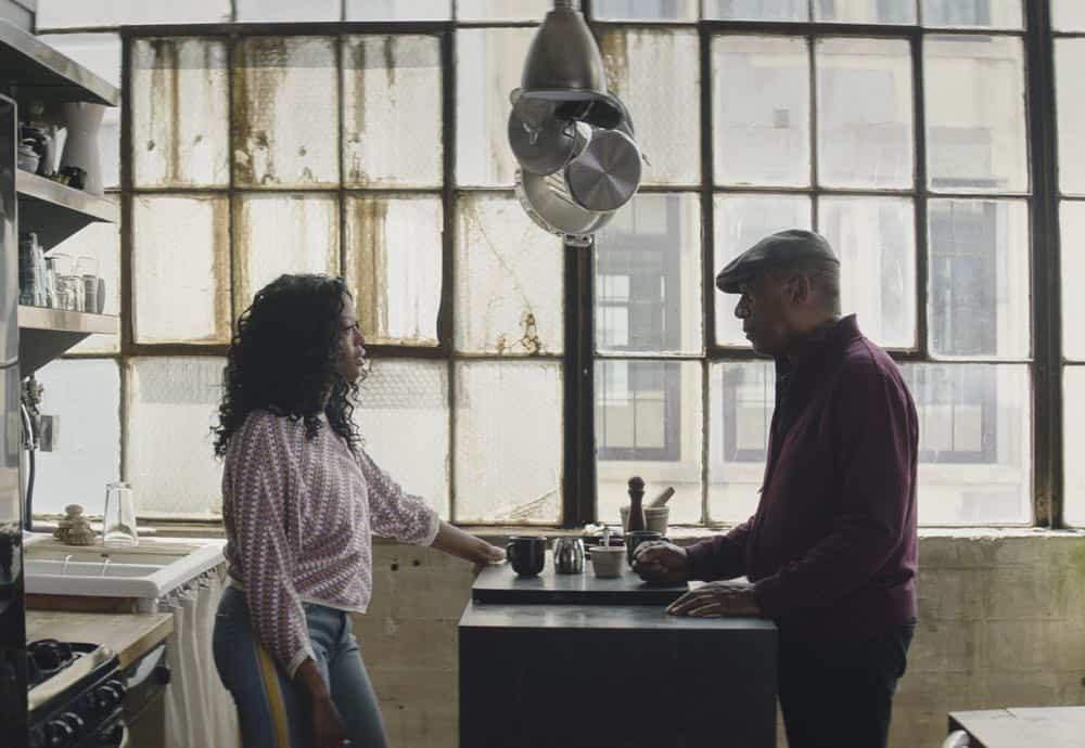 "Heavenly Taco Truck" -- Miles' wallet is stolen when he, Rakesh and Cara check out a food truck the God Account suggests that he "like." But when the account then suggests that he befriend a private investigator, Miles decides to turn the tables and have the PI help him track down the thief, who Miles believes is linked to the account, on GOD FRIENDED ME, Sunday, Oct. 14 (8:30-9:30 PM, ET/8:00-9:00 PM, PT) on the CBS Television Network. Pictured: Javicia Leslie as Ali Finer and Joe Morton as Reverend Arthur Finer. Photo Credit: screengrab/é2018 Warner Bros. Entertainment Inc. All Rights Reserved.