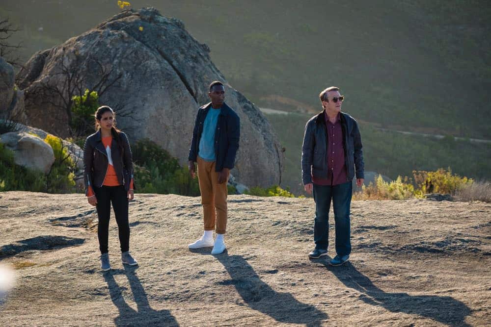 Picture shows: Yaz (MANDIP GILL), Ryan (TOSIN COLE), Graham (BRADLEY WALSH).