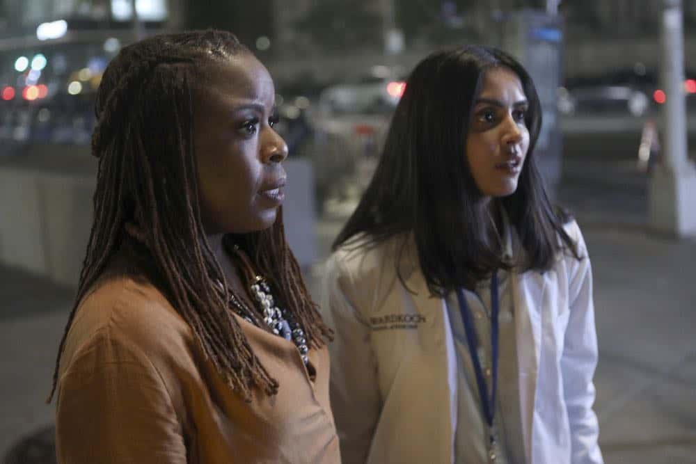 MANIFEST -- "Unclaimed Baggage" Episode 104 -- Pictured: (l-r) Mugga as Bethany, Parveen Kaur as Saanvi Bahl -- (Photo by: Craig Blankenhorn/NBC/Warner Brothers) MANIFEST -- "Unclaimed Baggage" Episode 104 -- Pictured: (l-r) Mugga as Bethany, Parveen Kaur as Saanvi Bahl -- (Photo by: Craig Blankenhorn/NBC/Warner Brothers)